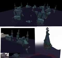 Concept art of the Shadow Realm version of the Sunken Cathedral.