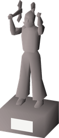 The statue of the hero, Arrav, as seen in the Heroes' Guild.