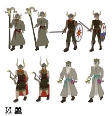 Concept art of the Fremennik warband by Mod Grub. It appears to show a scrapped warband druid, as well as scrapped gendered variants.