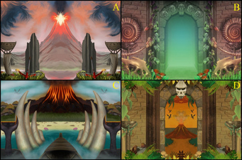 Finalists for the login screen competition for Fossil Island.