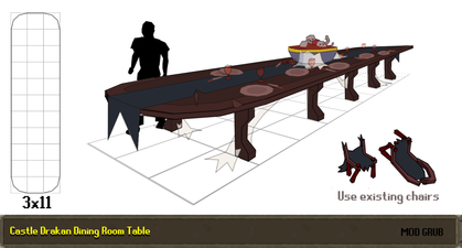 Concept art of the dining hall table, by Mod Grub.