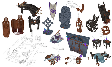 Concept art of various objects within the prison, by Mod Jerv.