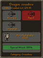The combat options menu in the mobile client.