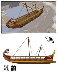 Concept art by Mod Grub showing a scrapped trireme in the cothon.