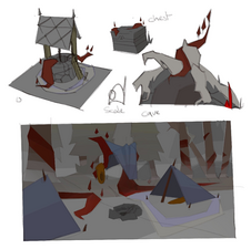 Concept art of the various strangled objects, by Mod Grub.