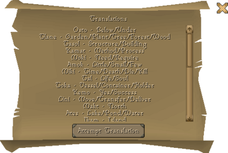 The word translations scroll when read.