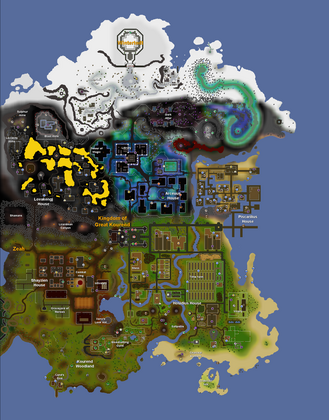 A map of Great Kourend on 17 November 2016, after Mod West's redesign.