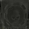 The massive door in the Ancient Guthixian Temple depicting Guthix as a skull with tendrils.