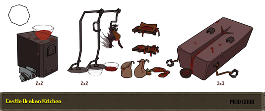 Concept art of kitchen scenery, by Mod Grub.