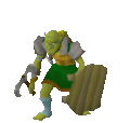General Wartface teaches a player the goblin bow emote.