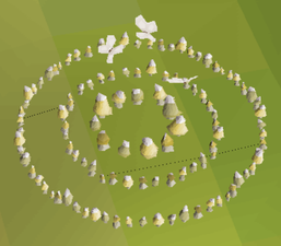 Yellow and olive Fairy ring, shared by AKP, BIQ, DKP and DLQ.