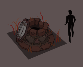 Concept art of the village well, by Mod Jerv.