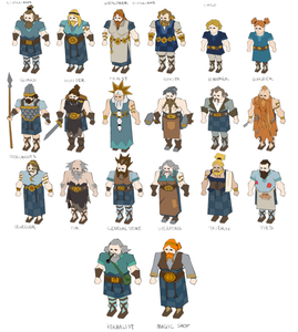 Concept art of various NPCs in Cam Torum, by Mod Jerv.