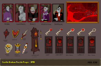 Concept art of the various puzzle elements, by Mod Jerv.