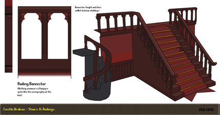 Concept art of the stair and railings, by Mod Grub.
