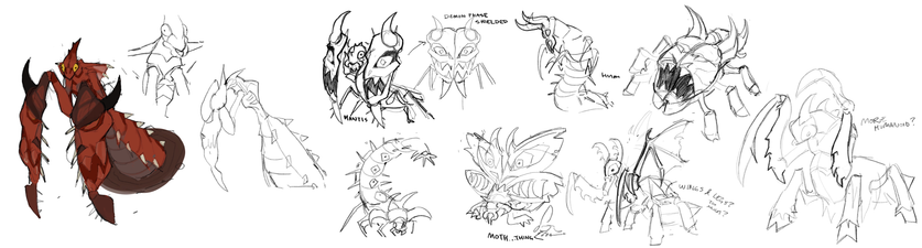 Mod Jerv's early concepts for the Doom of Mokhaiotl, taking heavy inspiration from aggressive mimicry in nature.