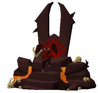 A preliminary render of Yama upon his throne.