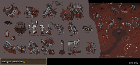Concept art of the Ruined Village, by Mod Jerv.