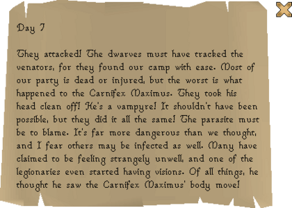 Reading the seventh tatty page.
