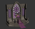 A screenshot of Verzik Vitur's throne in comparison to the size of a player