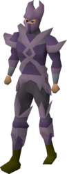 The inactive Trahaearn crystal armour set on body type A.