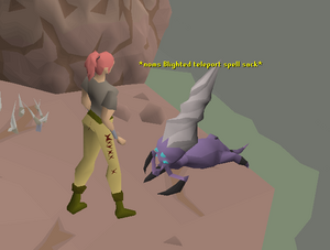 An Abyssal Leech in The Scar noms on a Blighted teleport spell sack.