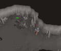 ”Safespot” location in the Wilderness Slayer Cave.