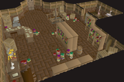 Movario's study. A conspicuous treasure pile can be seen in plain sight, with a hidden trap in front of it.