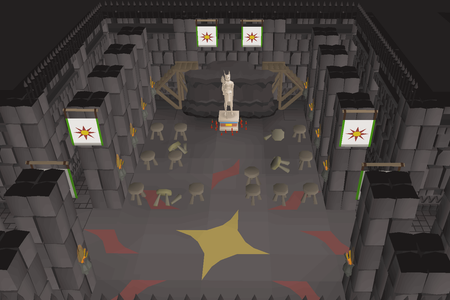 A Statue of Dizana surrounded by red candles.
