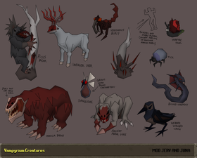 Concept art of Vampyrium creatures, by Mod Jerv.