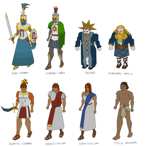 Concept art for various characters featured in the quest, by Mod Jerv.
