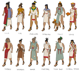 Concept art of various merchants in the city, by Mod Jerv.