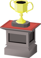 A trophy commemorating the winners of the Clan Cups of years past.