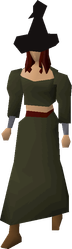 A player wearing black wizard robes.