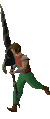 The unique running animation when the lance is equipped.