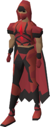 The outfit in the colours of Shayzien.