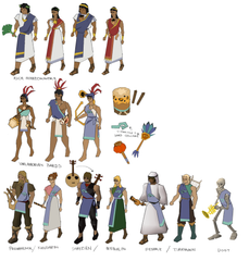 Concept art by Mod Jerv of rich homeowners. It also includes scrapped concepts of bards that presumably would be found in the city