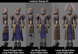 Three proposed models of the armour set