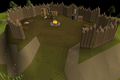 The barbarian settlement in the woodland.