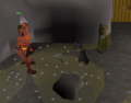 A safespot in the western room of the Dungeon, after the fire giants become unaggressive.