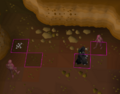 Ankou goes to the north corner of the rockslide, the player goes to the south corner.