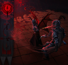 Official artwork depicting the final fight against Drakan, by Mod Jerv.