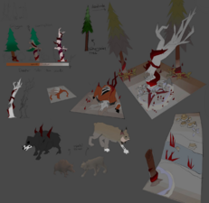 Concept art of the strangled flora and fauna, by Mod Grub.