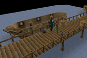 Veos's ship in the southernmost dock in Port Sarim.