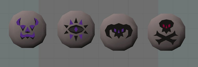 Several concept models for the wrath rune, by Mod West.