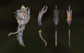 The initial design of Craw's bow by Mod Ry, including a shielded front on the upper half of the model.