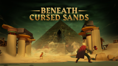 A piece of official artwork of the quest, showing the necropolis and the Jaltevas Pyramid.