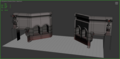 A screenshot of an early wire frame of Sotetseg's arena.