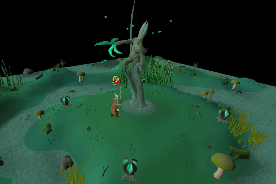 A player shortly after their promise not to damage the rare hespori.