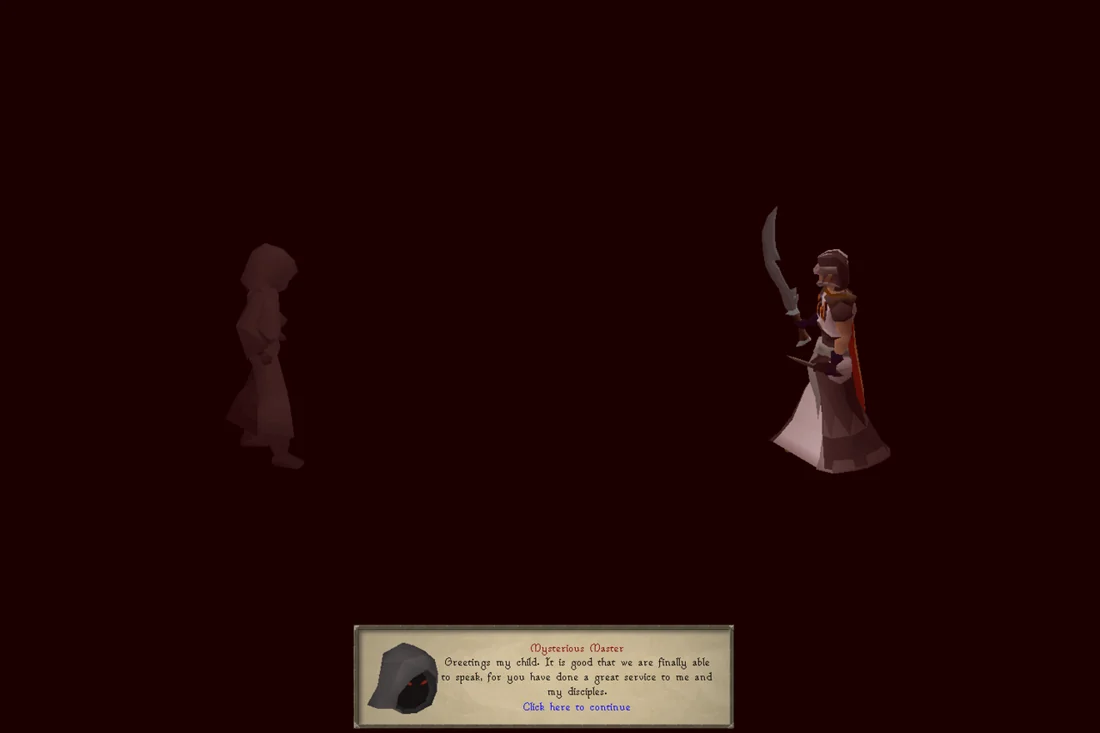 The player speaks to the Mysterious Master, Sugadinti.